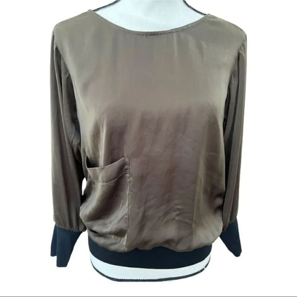 WOMENS ZARA SMART GYPSY TOP LONG SLEEVES ONE POCKET FITTED LIGHT WEIGHT Olive XS